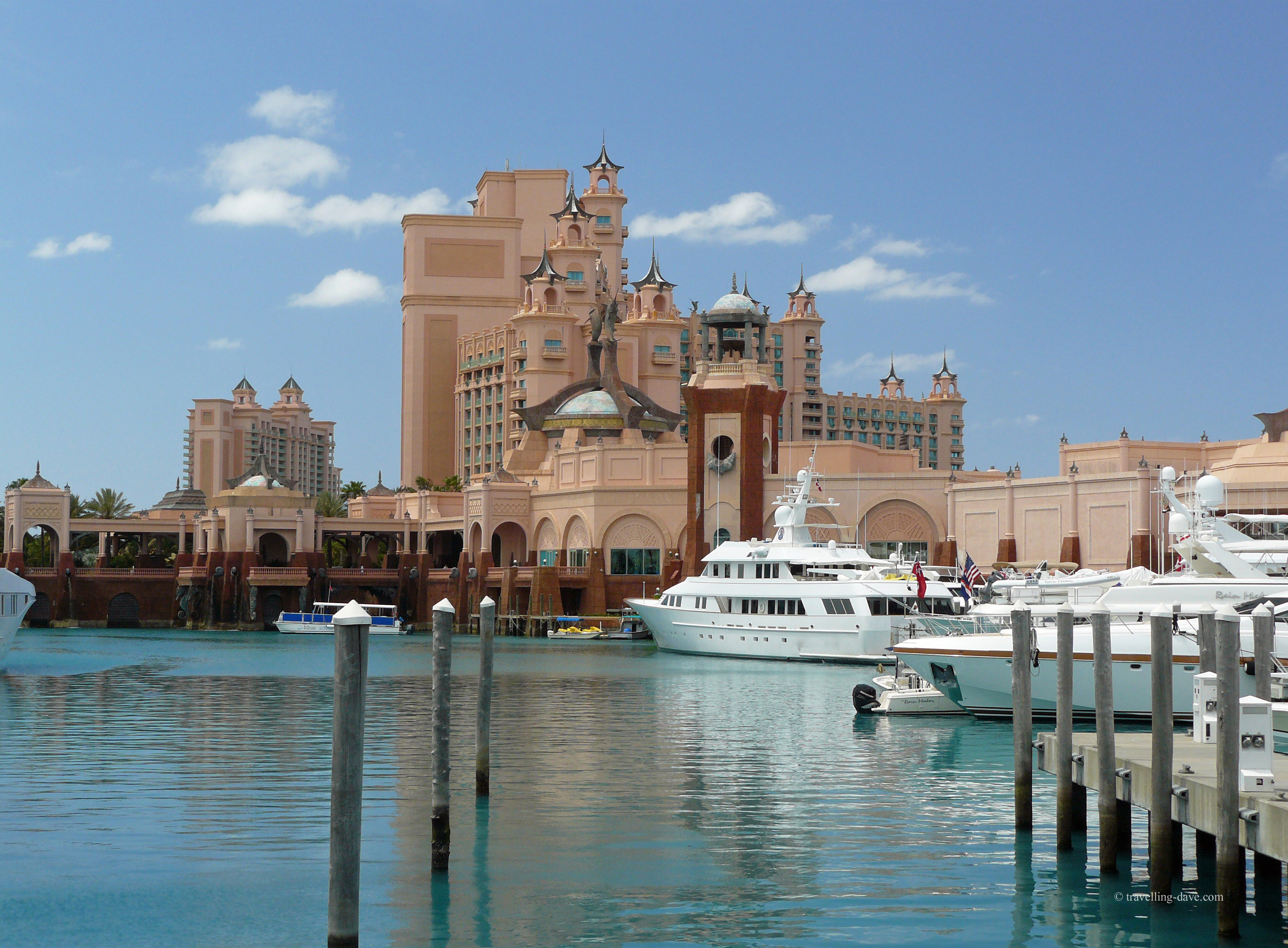 Yachts in front of Atlantis Paradise Island in the Bahamas