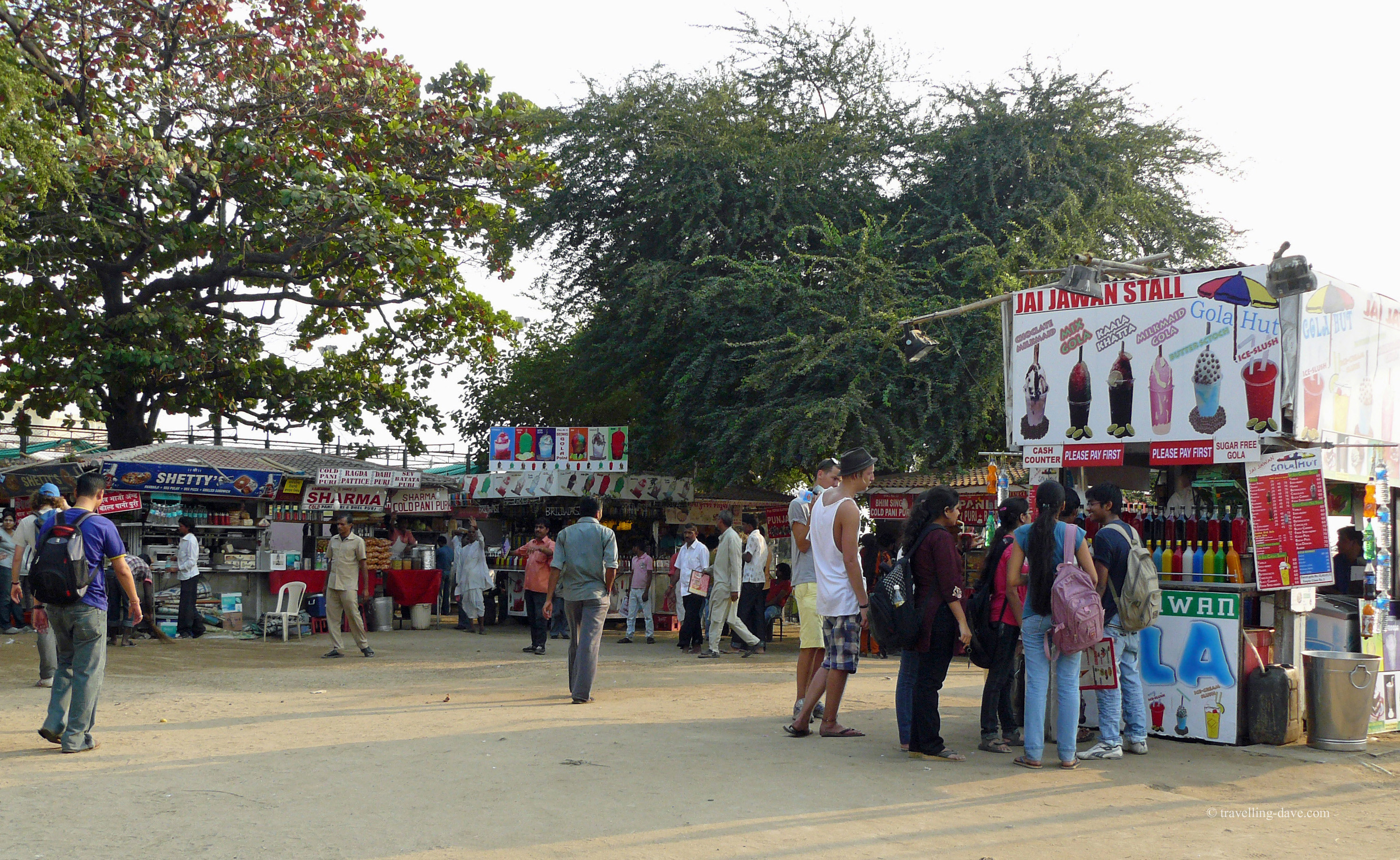 Stalls on Chowpatty Beach in Mumbai