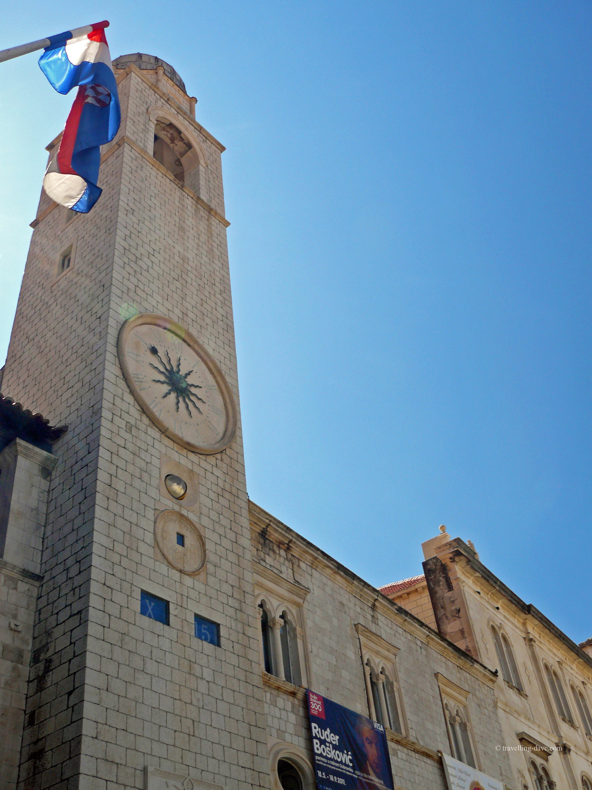 Looking up at Dubrovnik Clock Tower