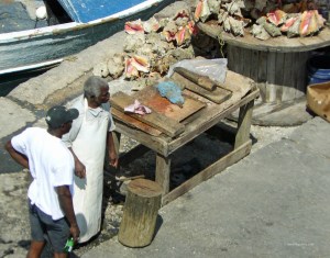 Conch on sale at Potter's Cay in the Bahamas