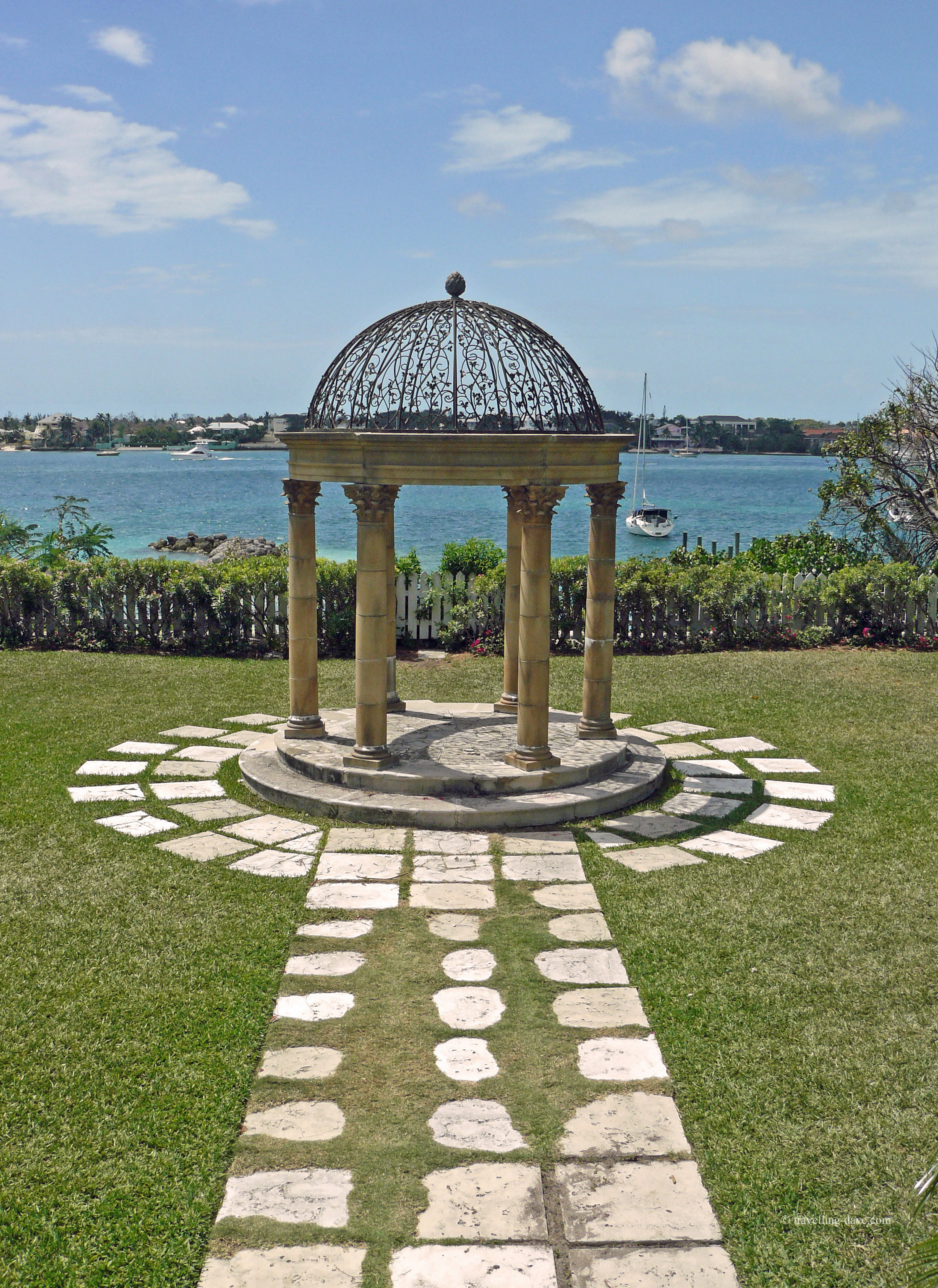 View of a gazebo and the sea in the Bahamas