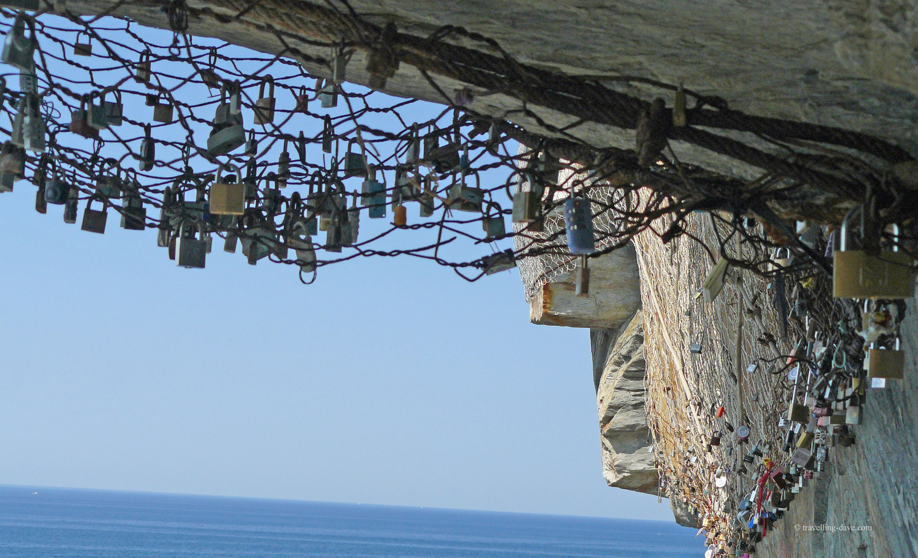 Love locks along the Lovers' Walk in Italy