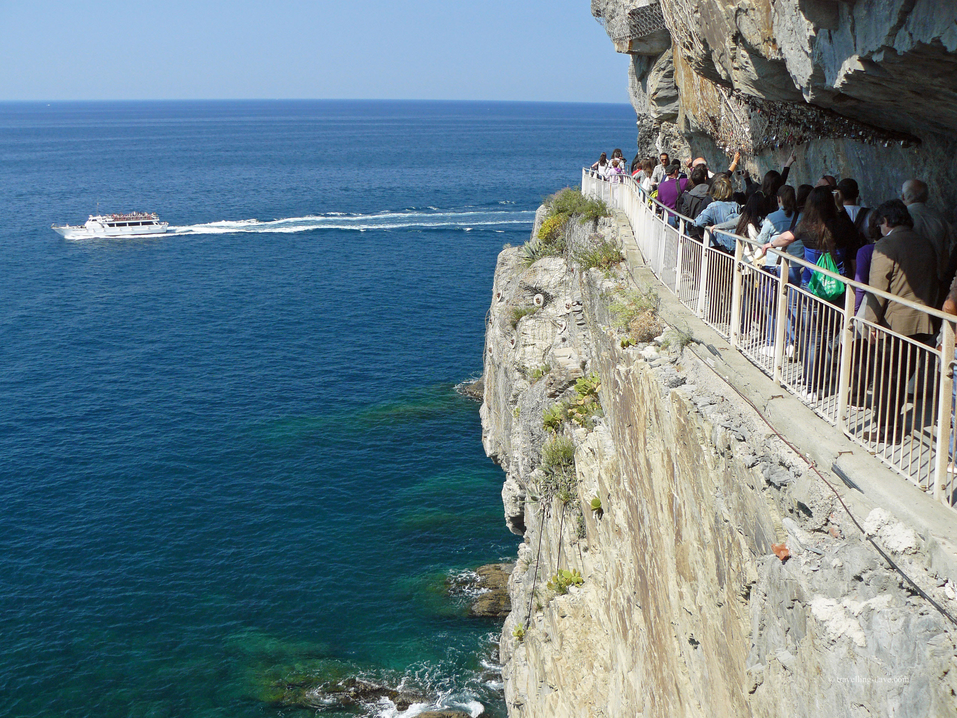 Tourists walking in the Cinque Terre, Italy