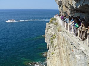 Tourists walking in the Cinque Terre, Italy