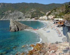 View of the beach at Monterosso in Italy
