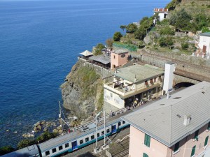 Train at Riomaggiore station