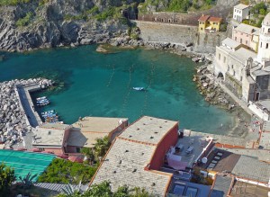 View of the small harbour in Vernazza in Italy