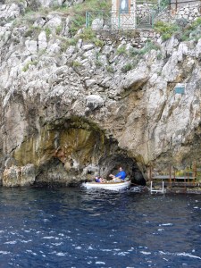 Boat by the Blue Grotto entrance
