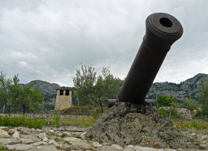 View of a cannon at Kruje Castle