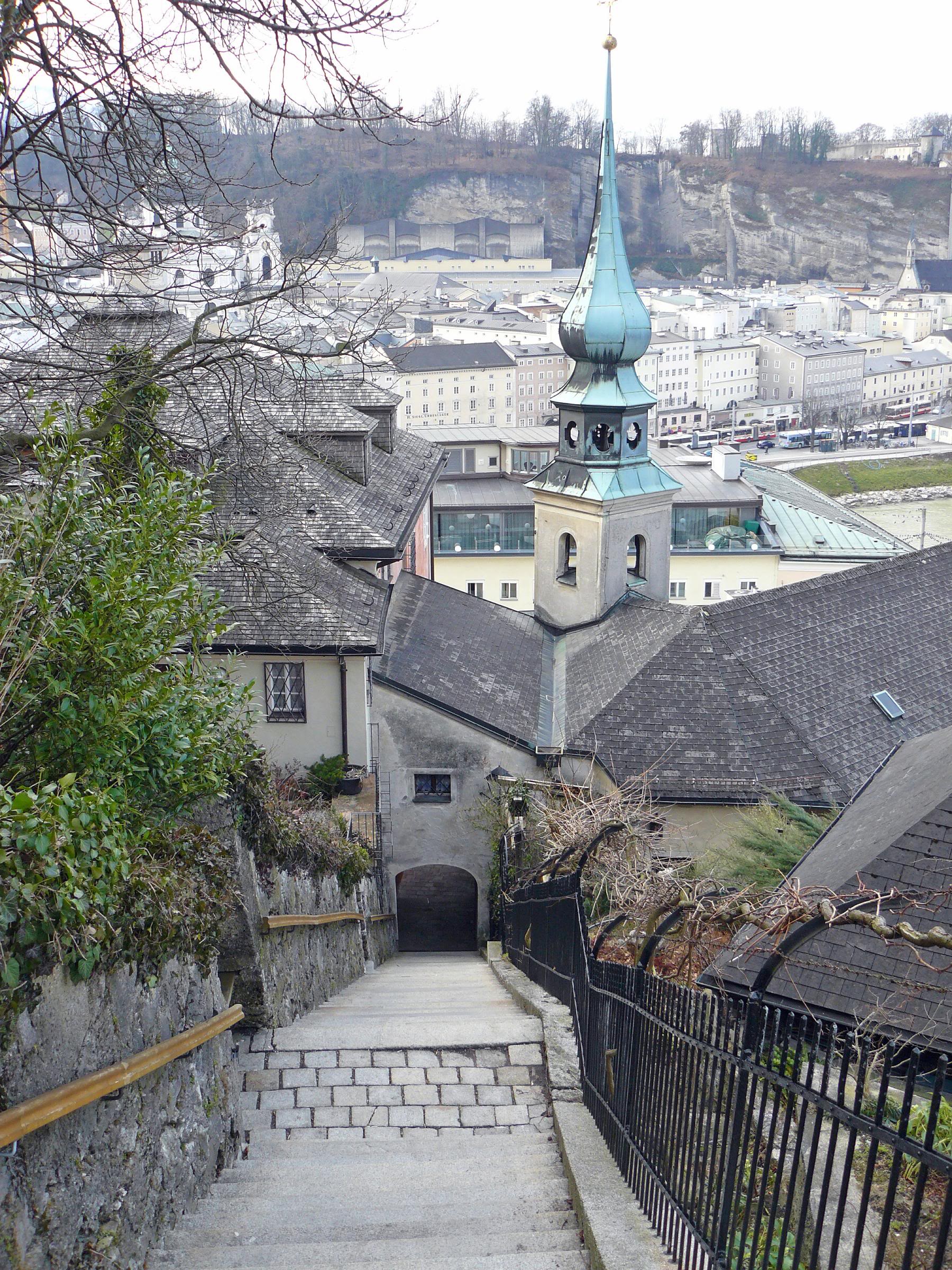 Looking down from Capuchin Hill in Salzburg