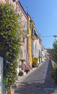 A row of houses in a village on Procida