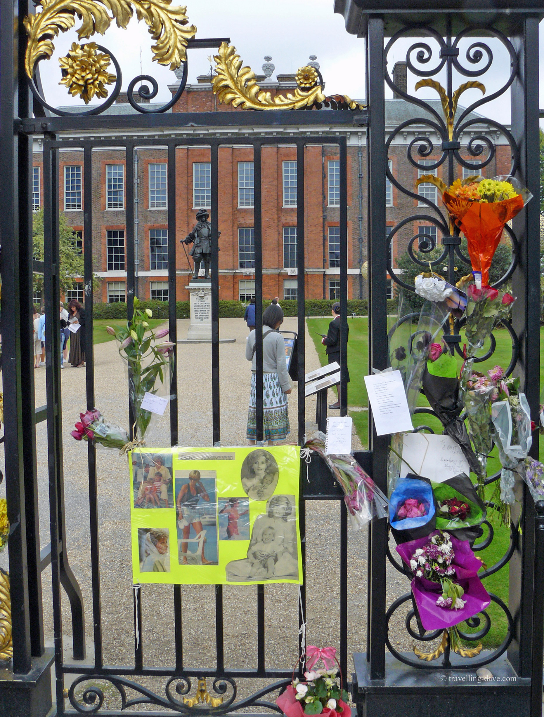 Tributes to Princess Diana left at Kensington Palace gates
