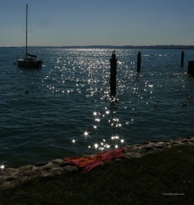 Lights reflecting in the waters of Lake Garda