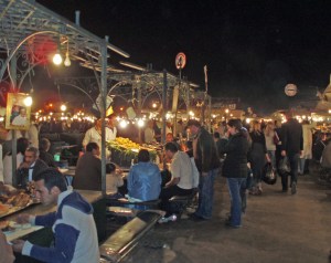 People eating at Jemaa el Fnaa