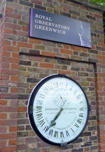 The clock outside the Royal Observatory in Greenwich