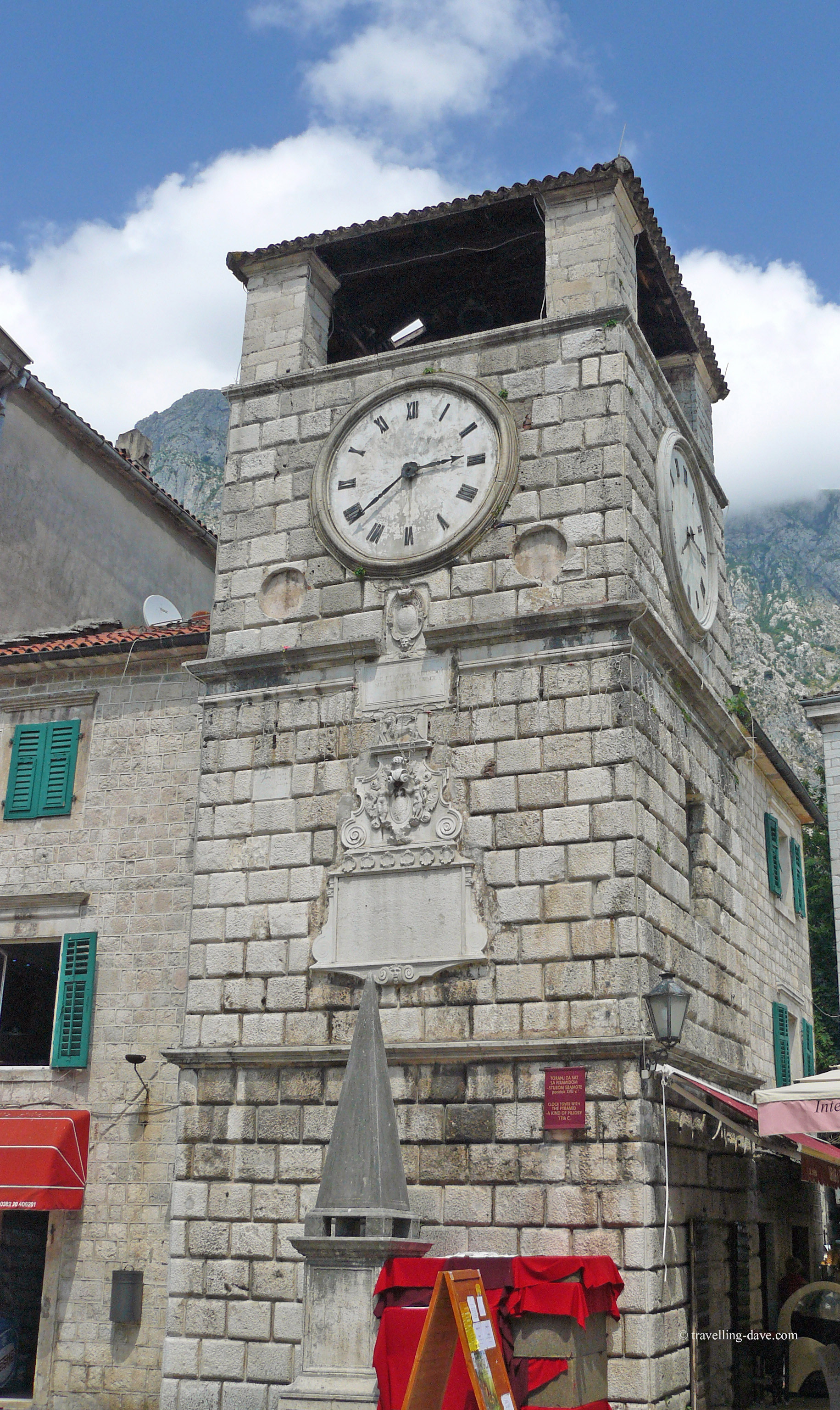 View of the clock tower in Kotor