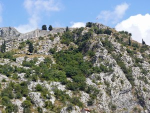 Looking up at St.John's Fortress in Kotor