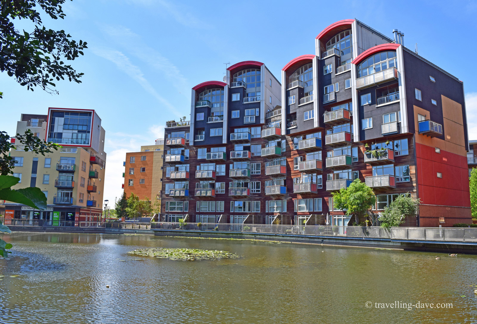 Buildings and pond at Greenwich Millennium Village