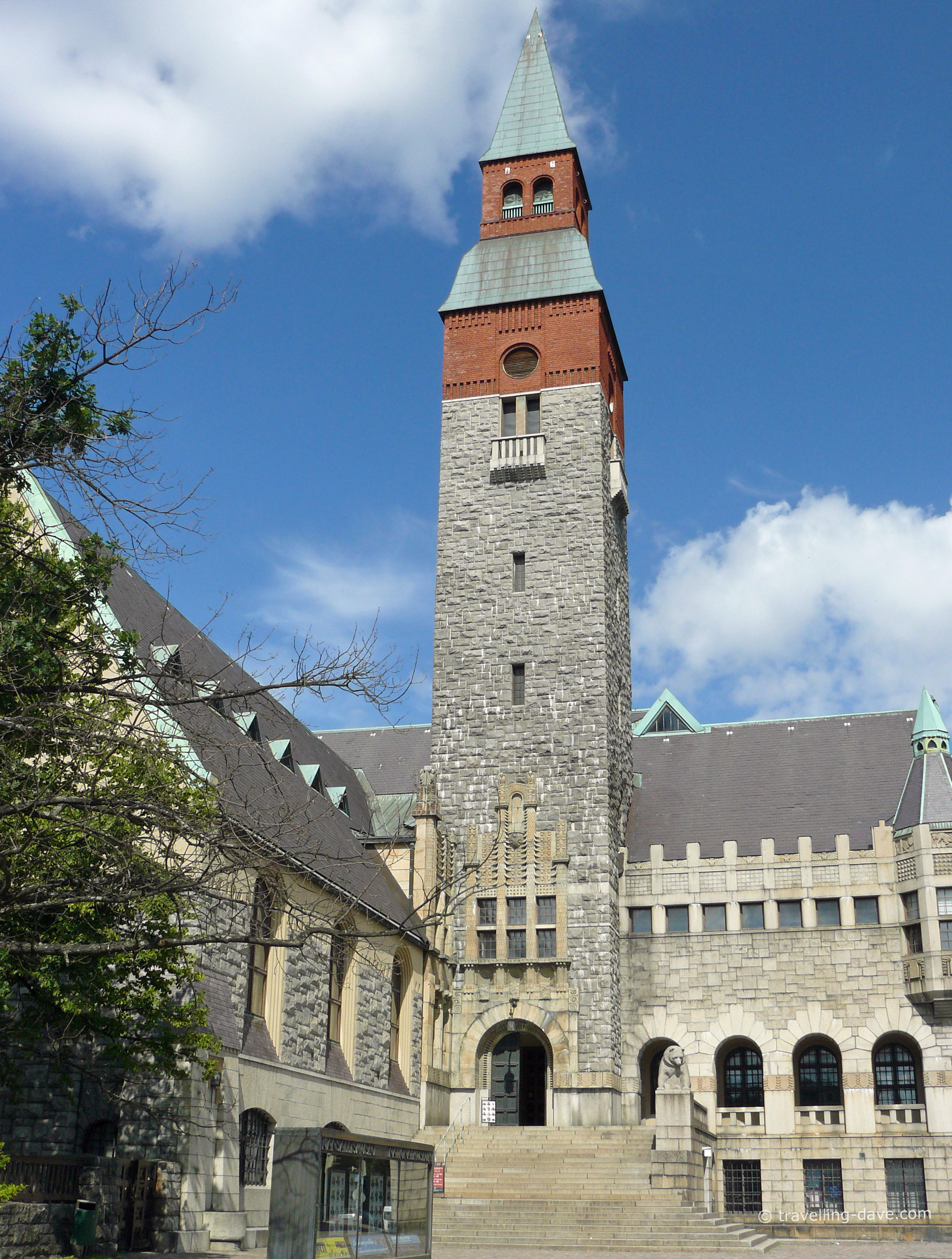 Looking up at the National Museum of Finland
