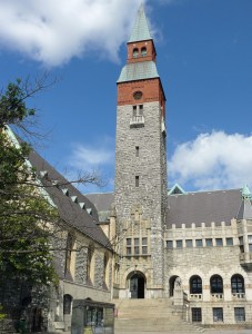Looking up at the National Museum of Finland