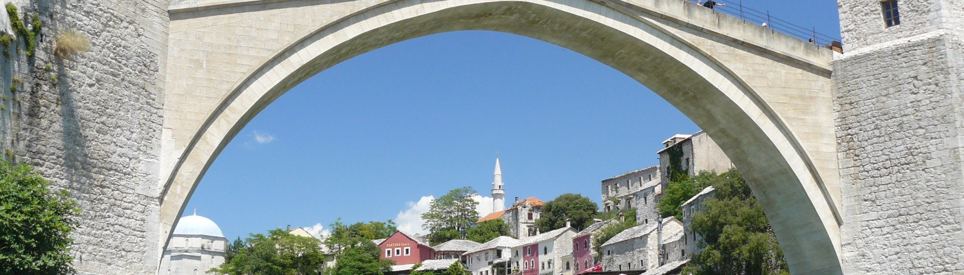 View of the famous Old Bridge in Mostar