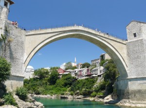 View of the famous Old Bridge in Mostar