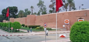 View of the city walls in Marrakech