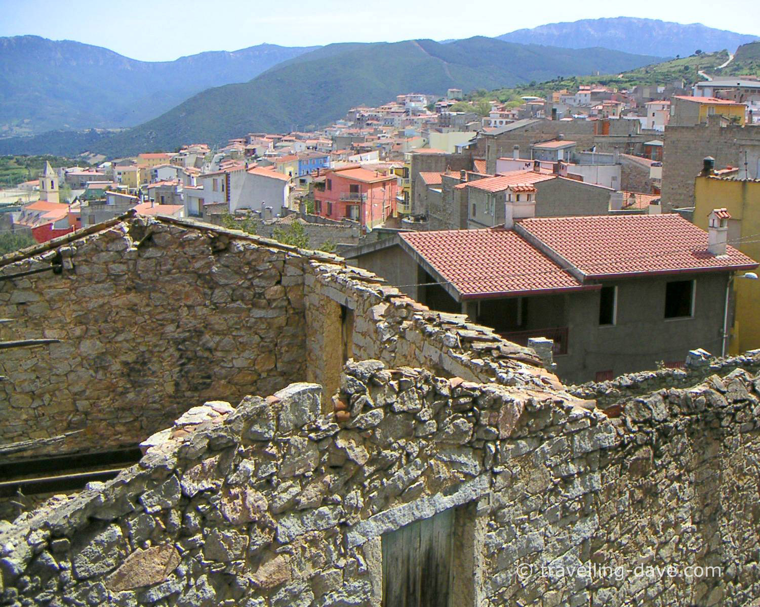 View of the rooftops of Orgosolo
