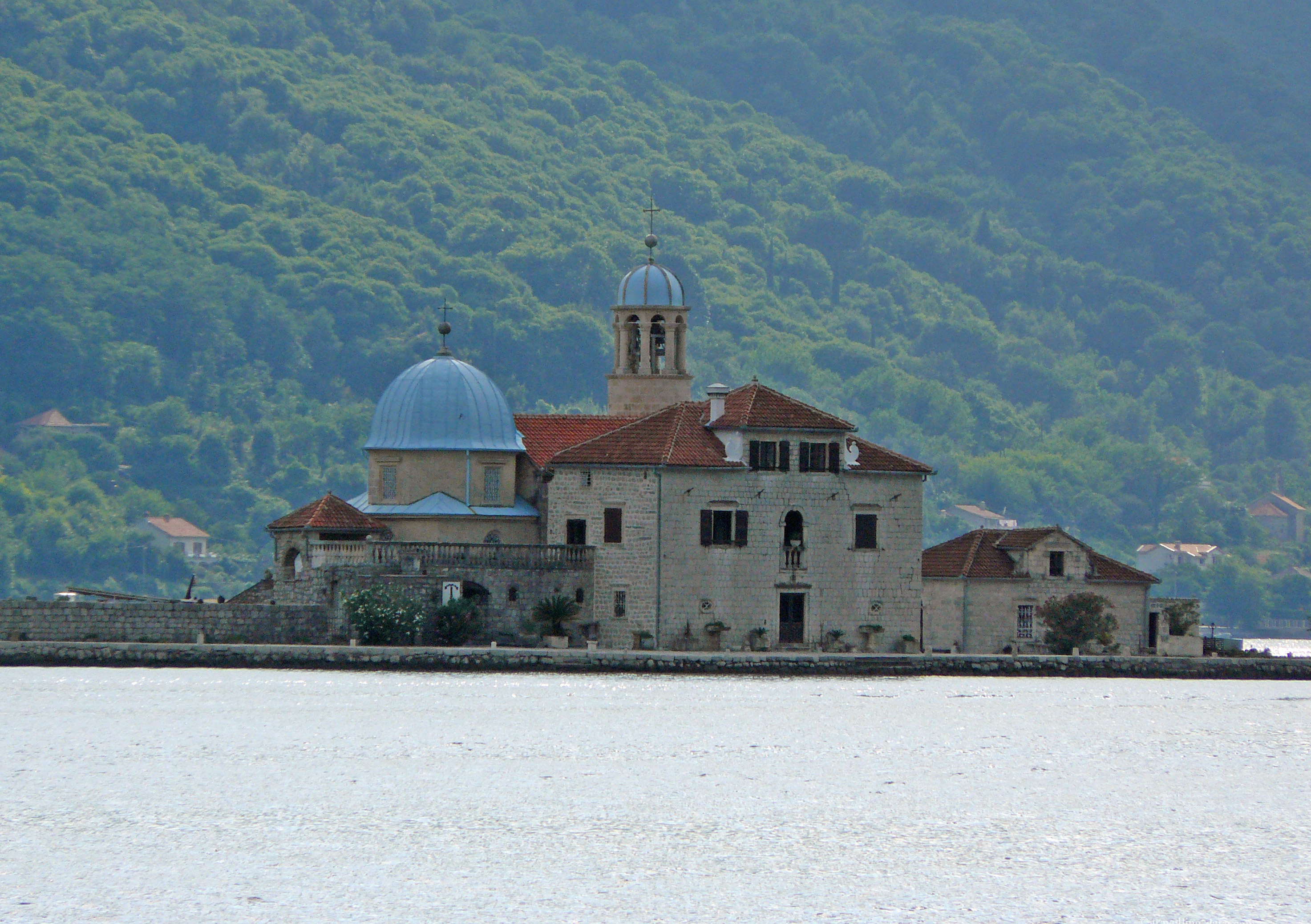 View of the church of Our Lady of the Rock in Montenegro
