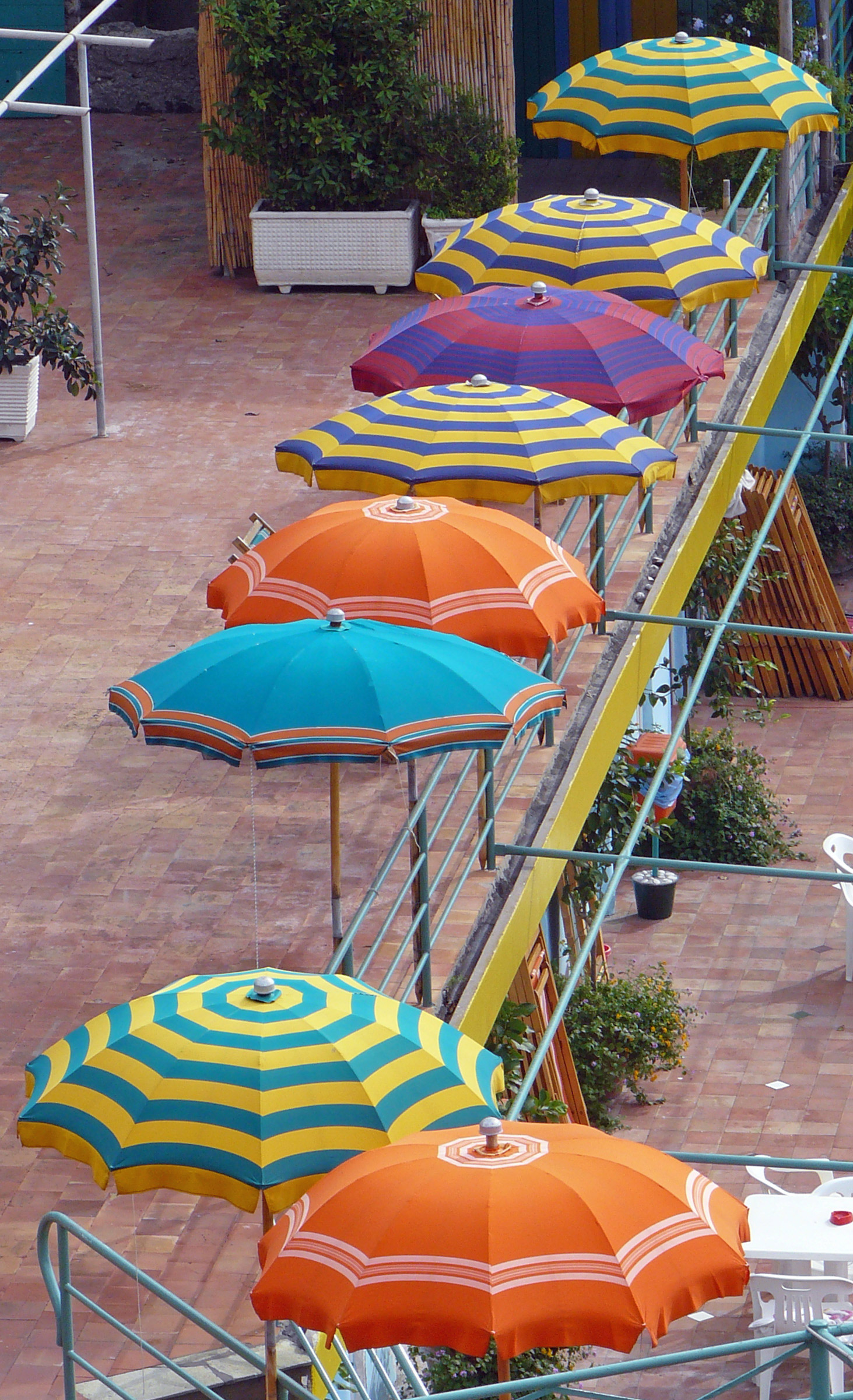 Sun umbrellas on the island of Capri