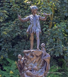 View of the statue of Peter Pan in London
