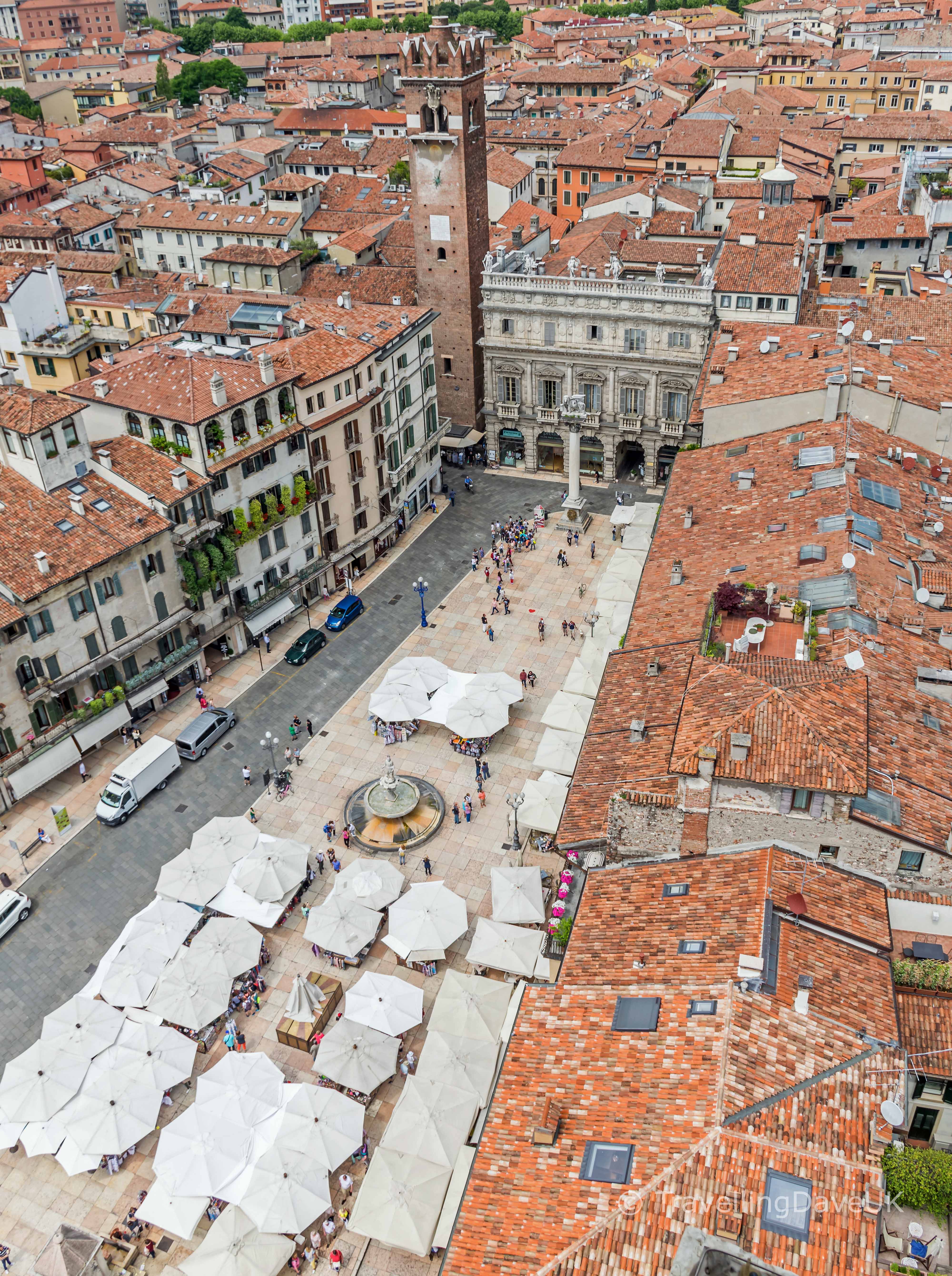 Aerial view of Piazza Erbe in Verona
