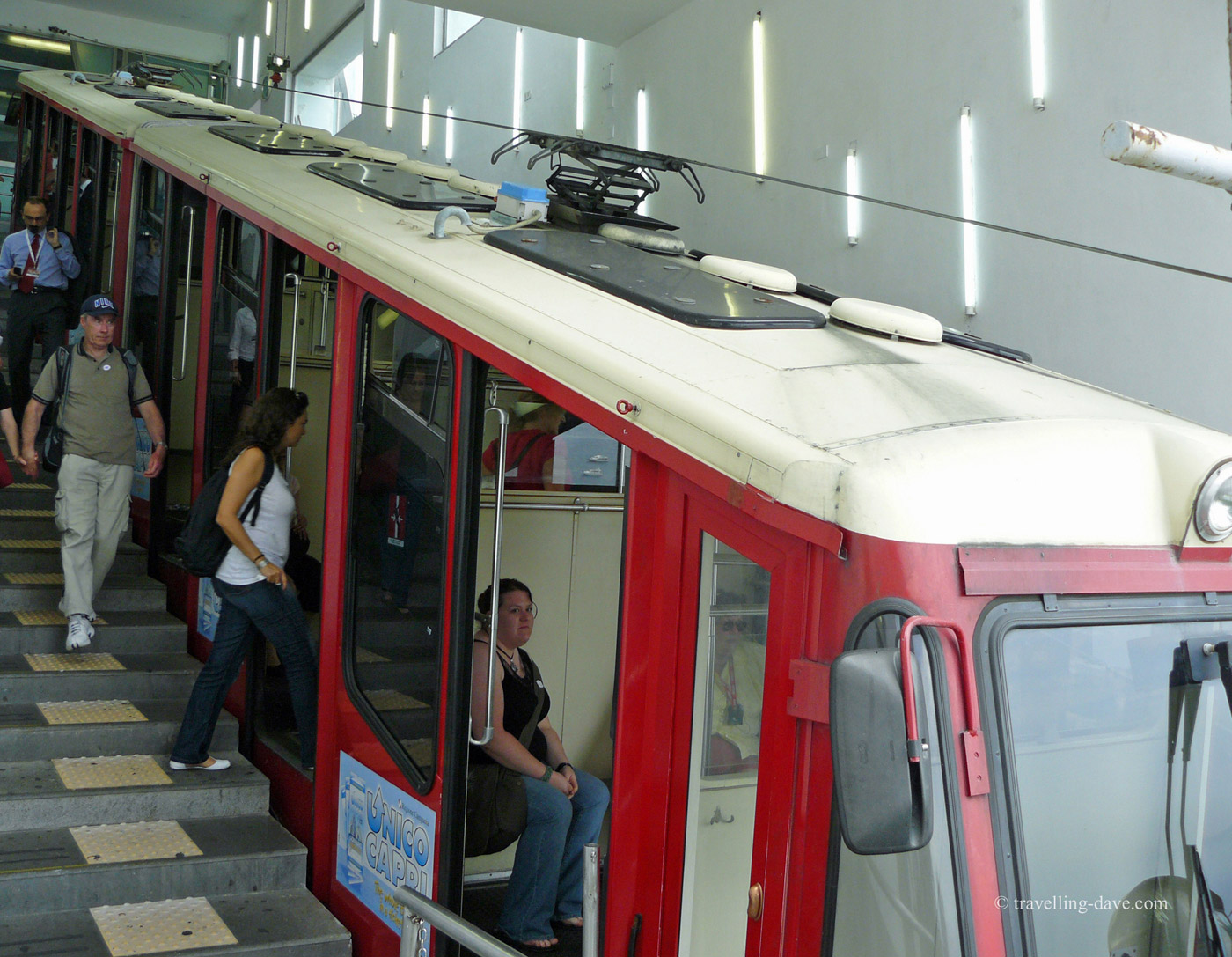People on Capri's funicular