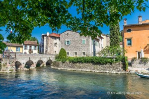Bridge over the river Mincio in Borghetto