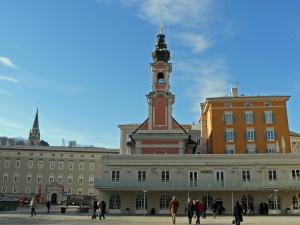 View of the colorful St.Michael's church in Salzburg