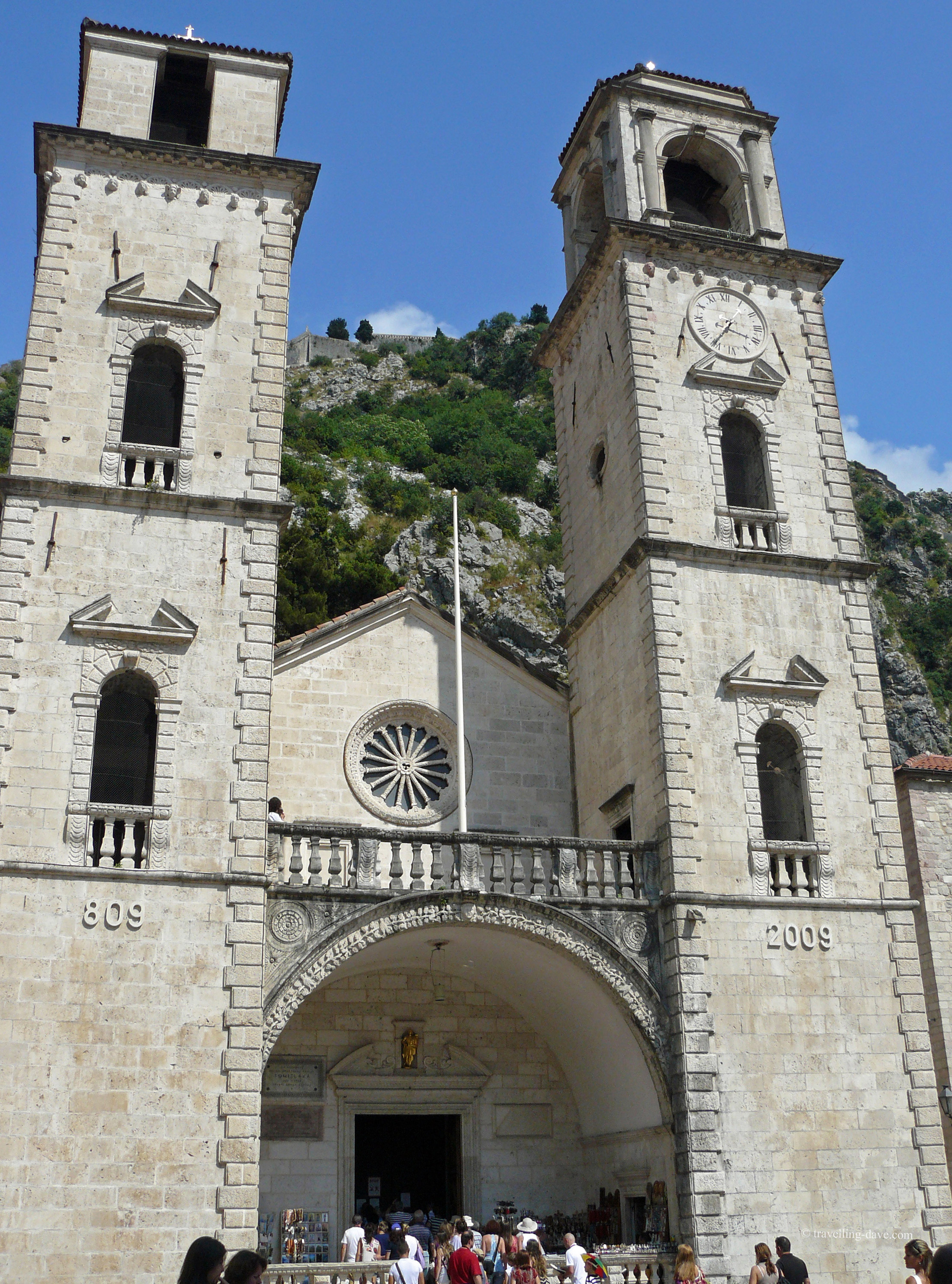 Looking up at Kotor cathedral