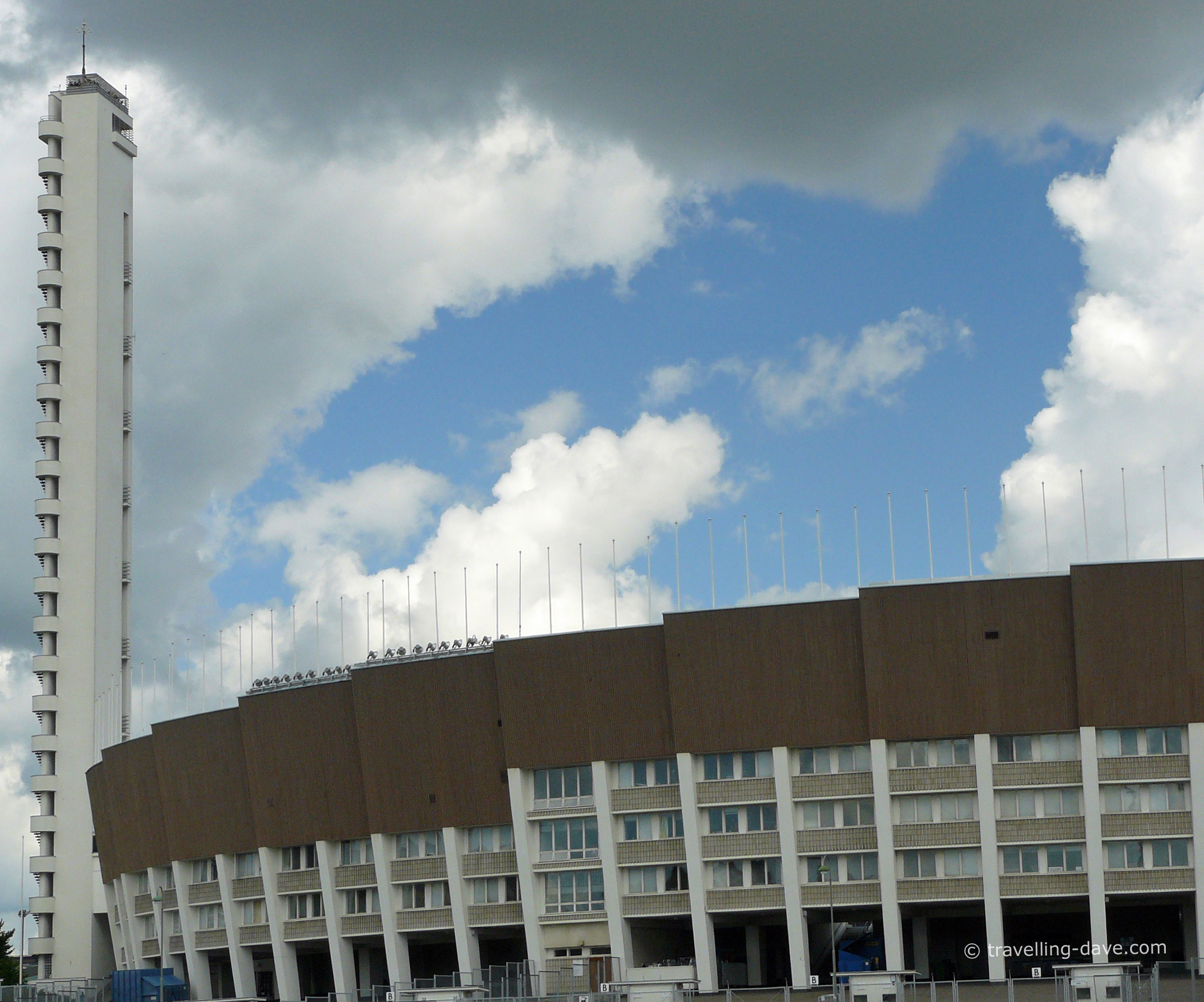 View of the stadium and tower in Helsinki