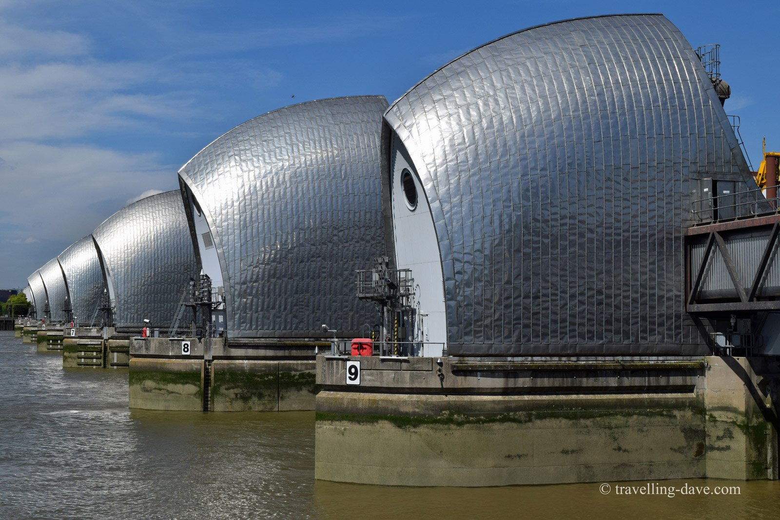 Looking across the Thames Barrier in London