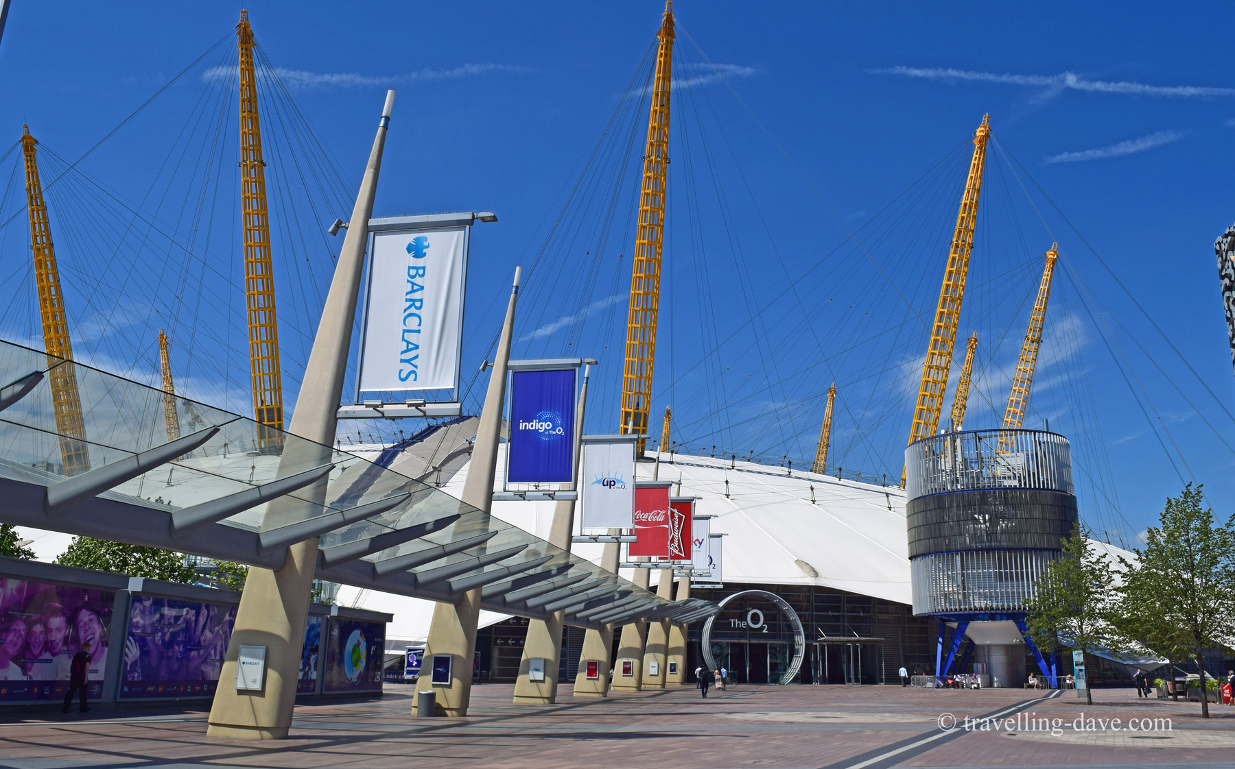 The covered walkway at the O2 in London