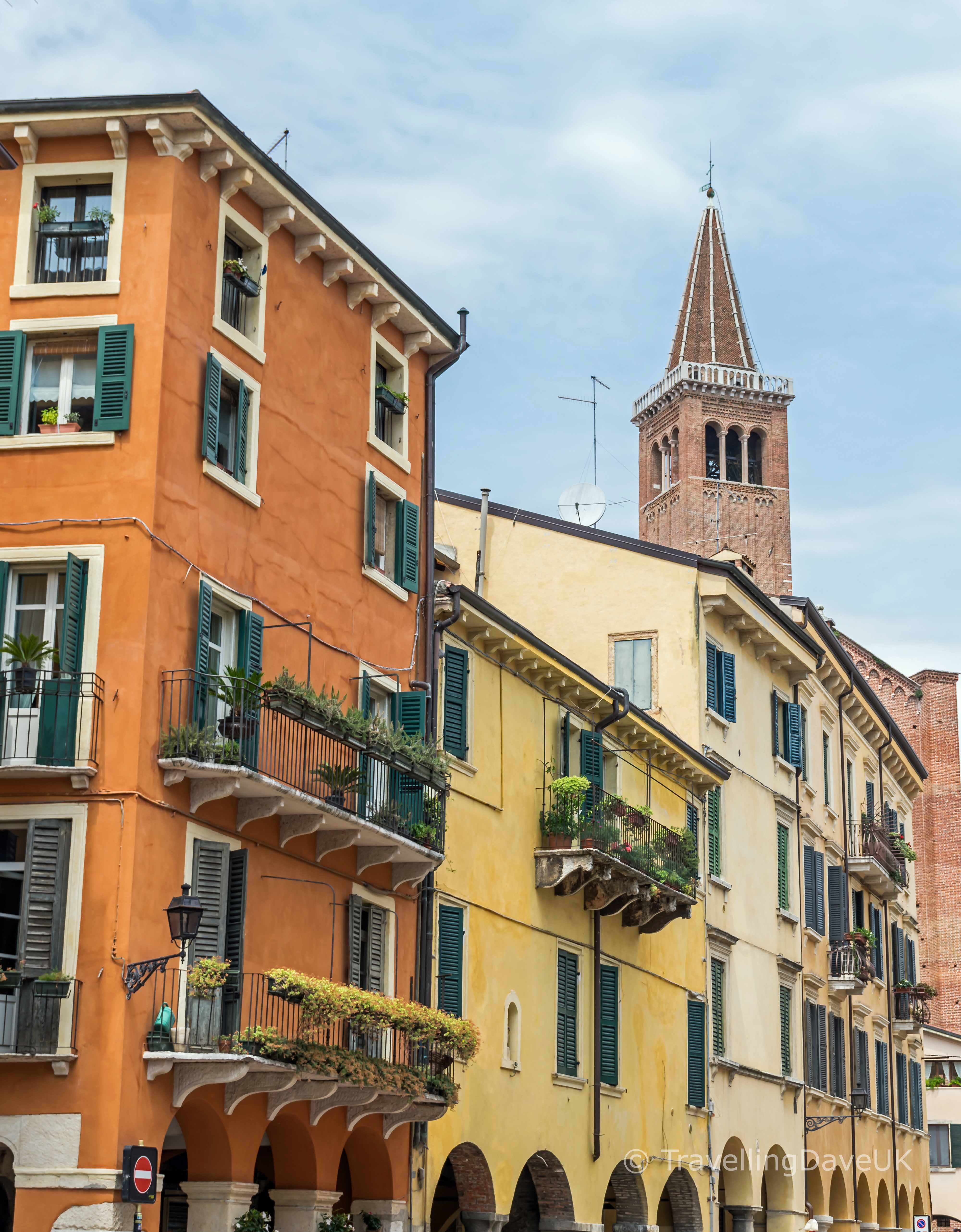 View of some colourful houses in the city of Verona
