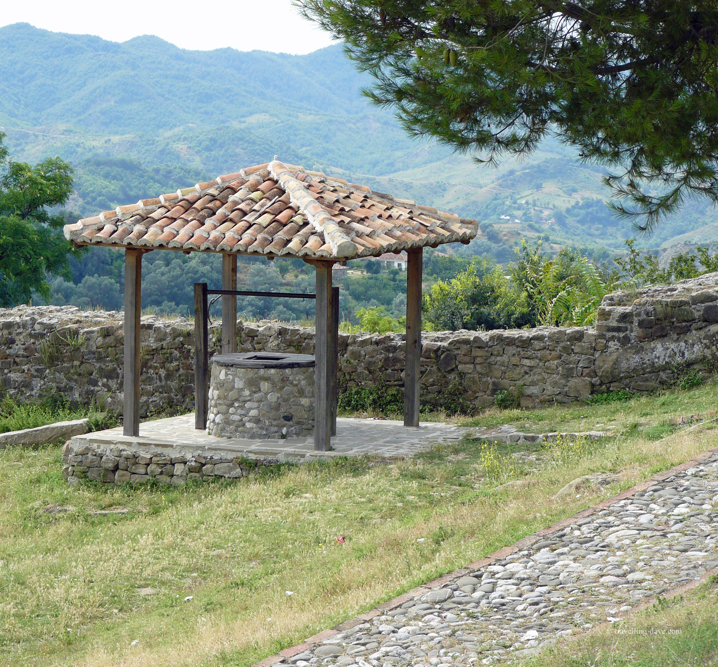 View of a well in the grounds of Preze Castle in Albania