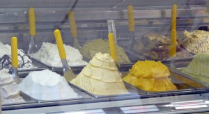 Ice-cream parlor window in Milan