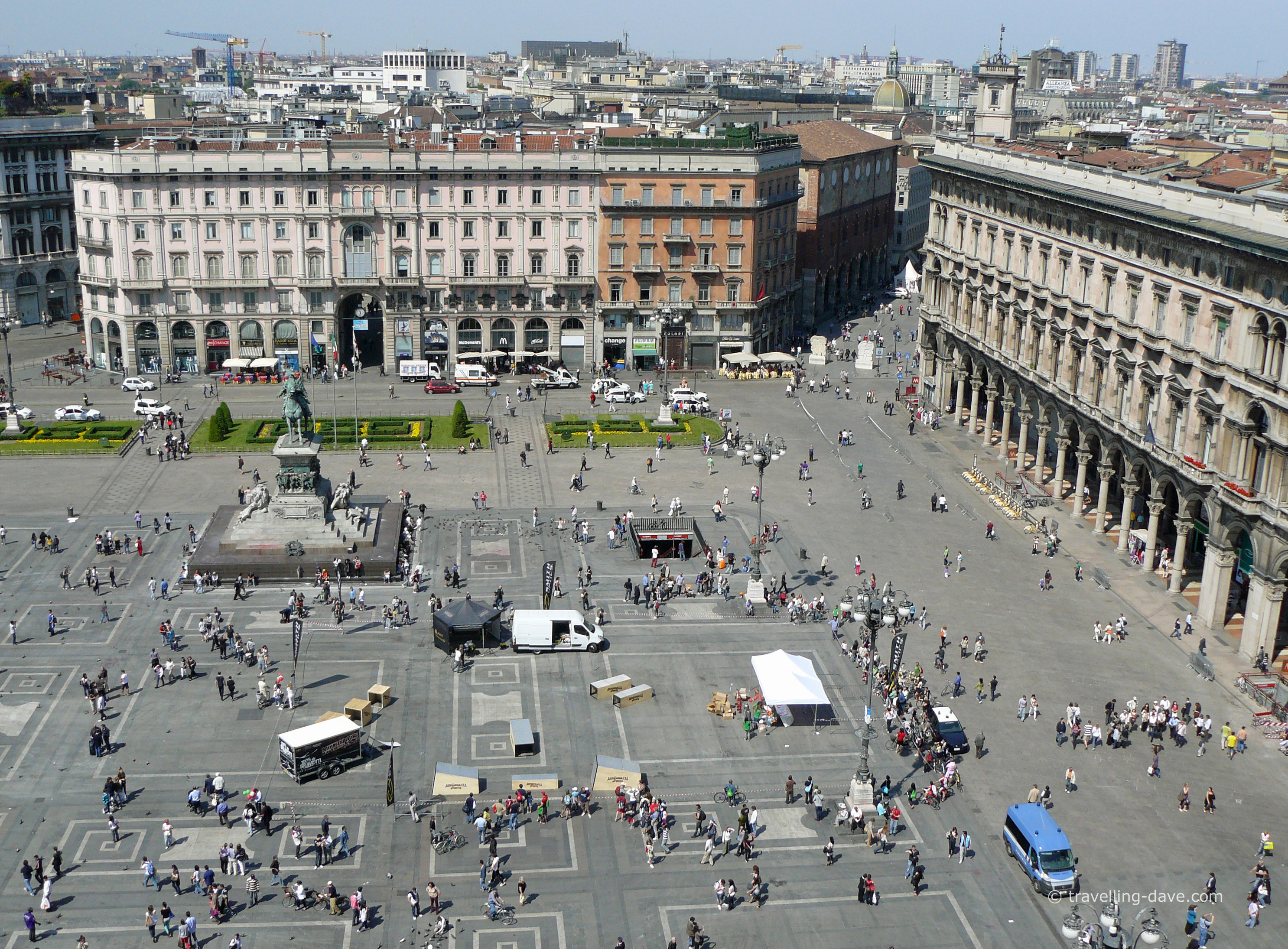 View from Milan Cathedral of Piazza Duomo