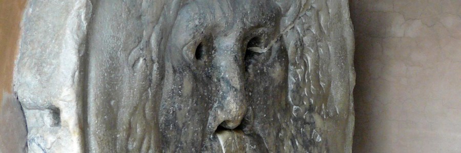 View of the famous Mouth of Truth in Rome