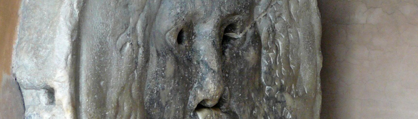 View of the famous Mouth of Truth in Rome