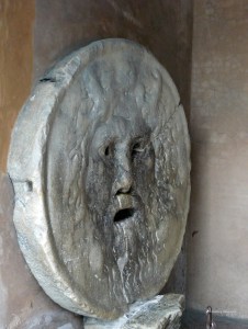 View of the famous Mouth of Truth in Rome