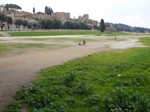 View of the site of the ancient Circus Maximus in Rome