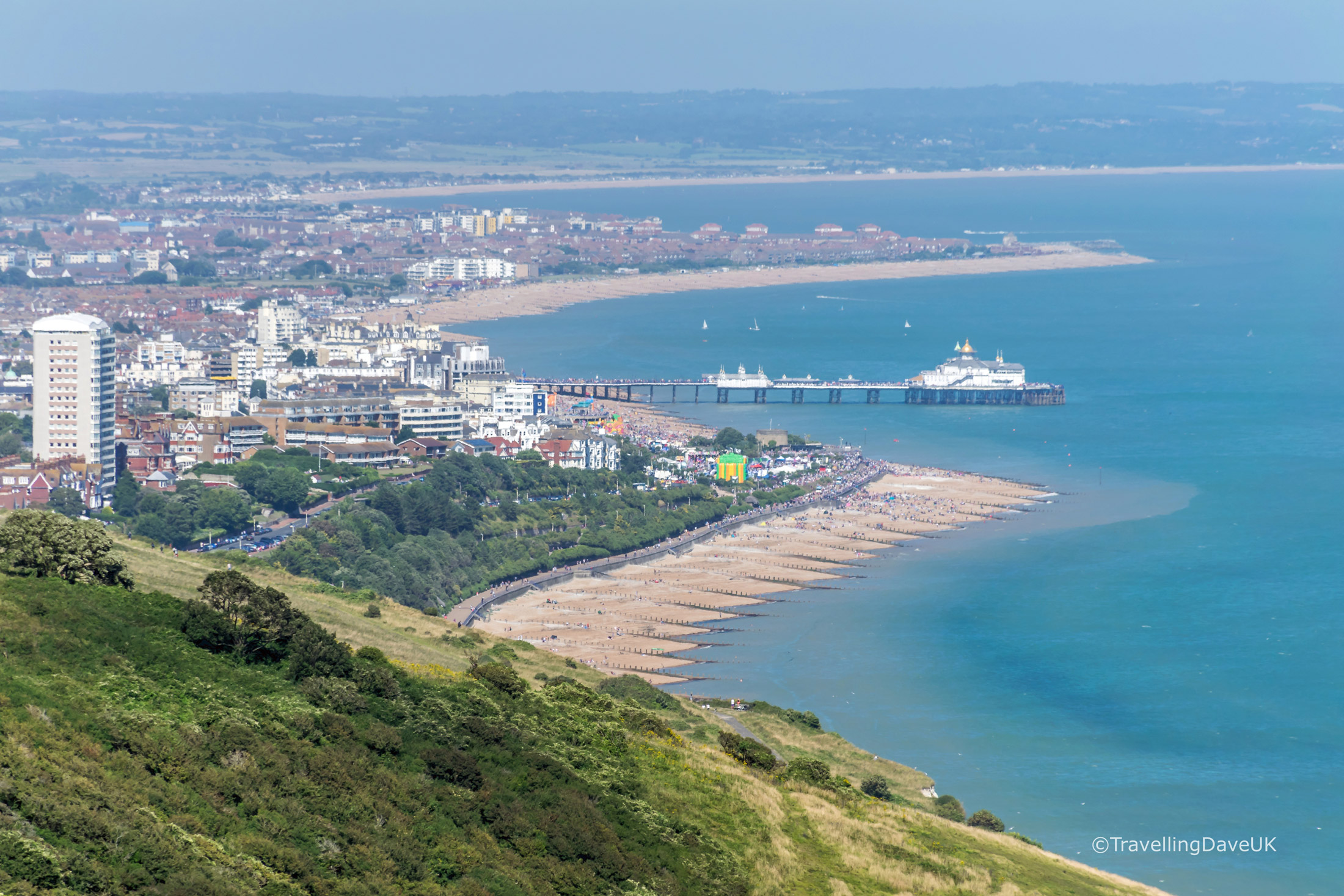 The view of Eastbourne and the coastline from Eastbourne Downland