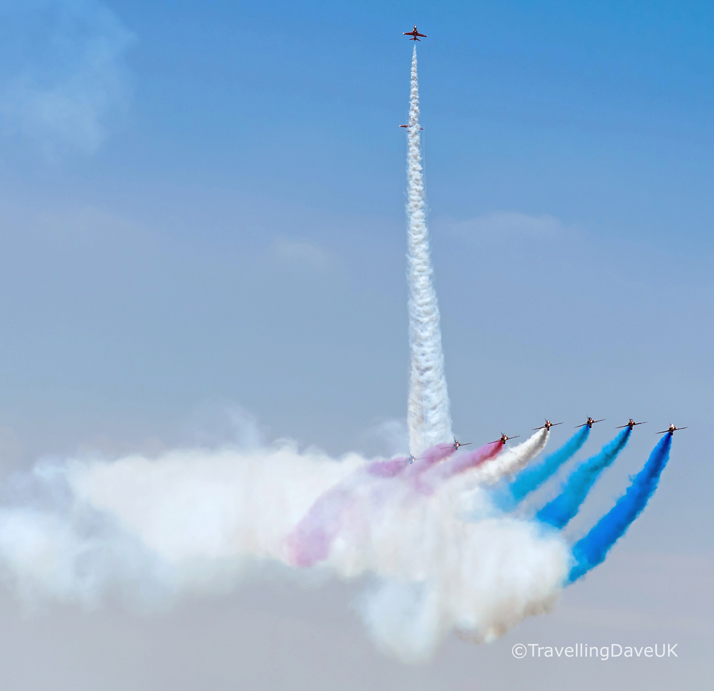 View of an flight display of the RAF Red Arrows