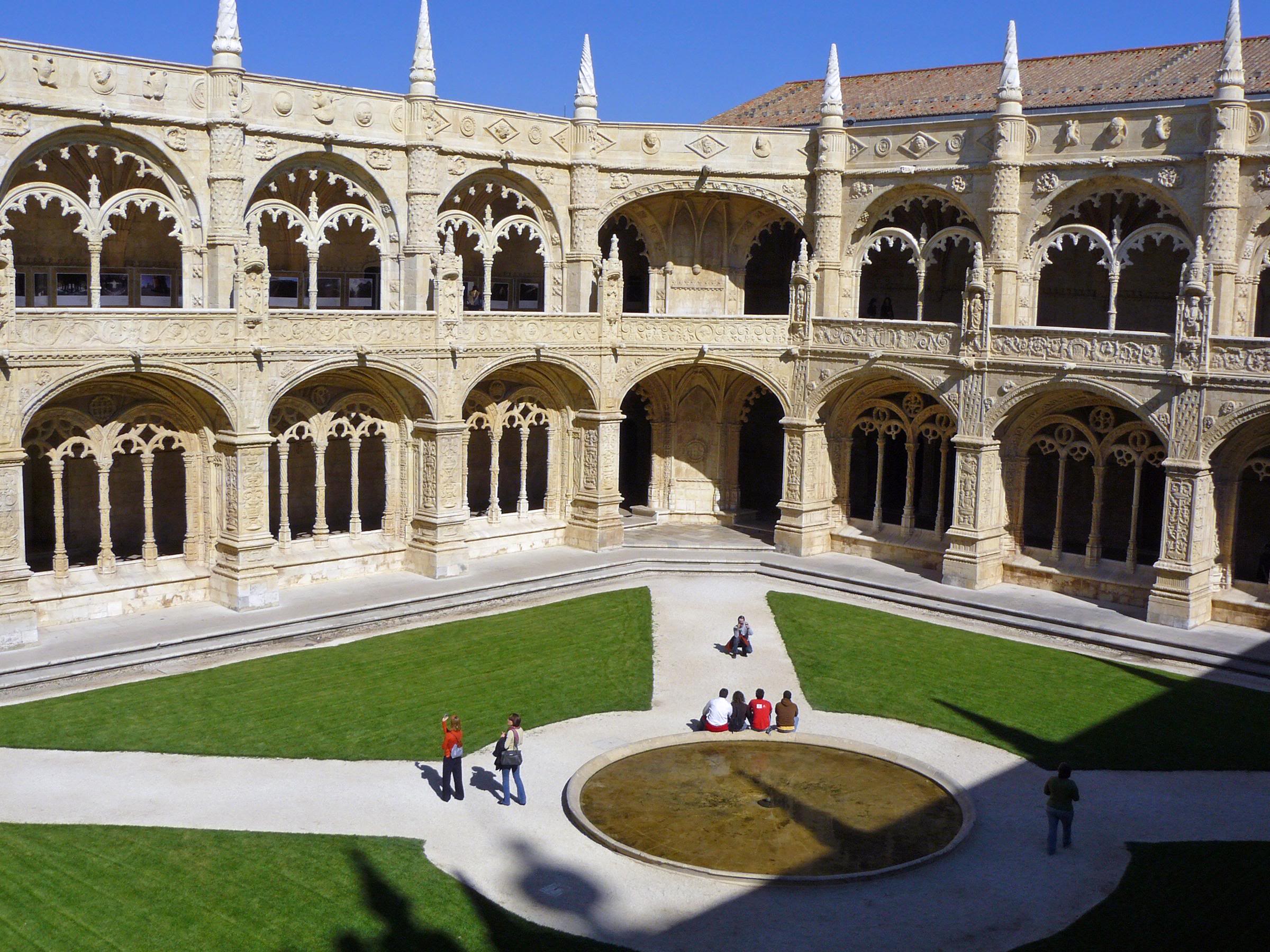 View of the cloister at Jeronimos Monastery